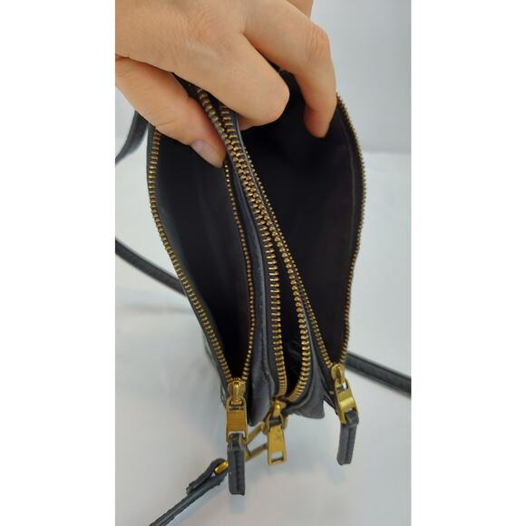 Fossil Campbell Mini Crossbody Black White Stripe Purse Adjustable Strap - Picture 11 of 11